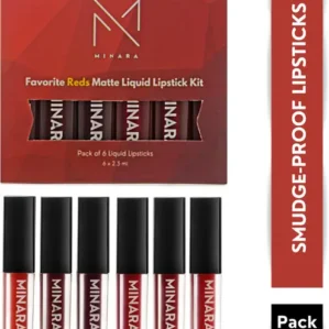 MINARA Matte Liquid Lipstick Pack of 6 - Reds  (Red, 15 ml)